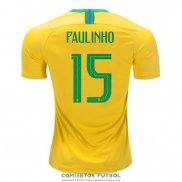 Camiseta Brasil Jugador Paulinho Primera Barata 2018