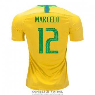 Camiseta Brasil Jugador Marcelo Primera Barata 2018