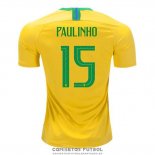 Camiseta Brasil Jugador Paulinho Primera Barata 2018